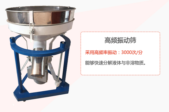 高頻振動(dòng)篩采用高頻率振動(dòng)：3000次/分 ，能夠快速分解液體與非溶物質(zhì)。