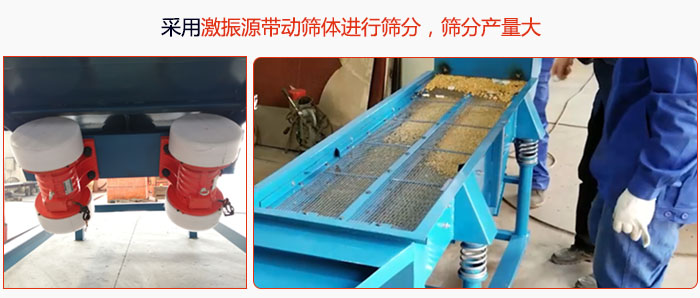 采用激振源帶動(dòng)篩體進(jìn)行篩分，篩分產(chǎn)量大。